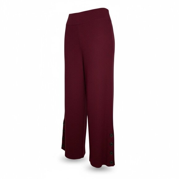 Anthropologie Maroon Small Ribbed Harem Pants Boho Lounge Wide Leg Cropped Ankle - Picture 1 of 11